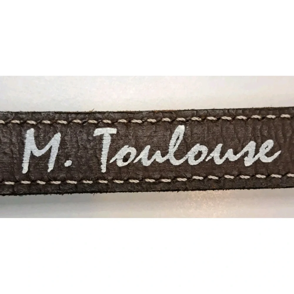 M Toulouse Brown Saddle Leather Belt 30 Embroidered Western Cowgirl Brass Buckle